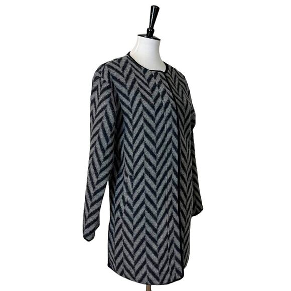 Talbots Women's Wool Blend Coat Zip Front Gray Black Herringbone Size XS - Picture 3 of 13